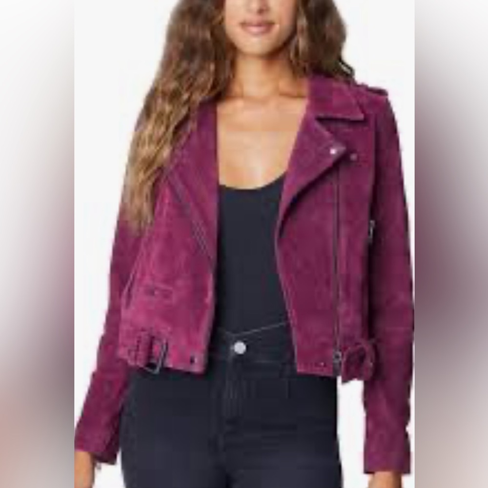 BLANK NYC suede biker moto jacket wild diamond plum -S-NWT! $198
